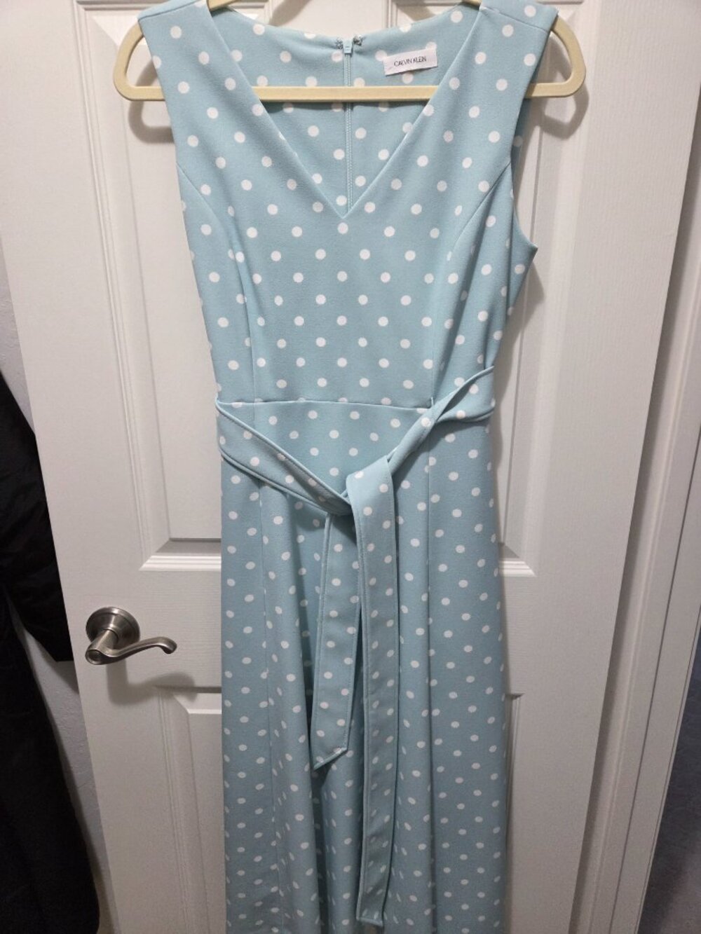 Calvin Klein Dot-Print Fit & Flare Midi Dress